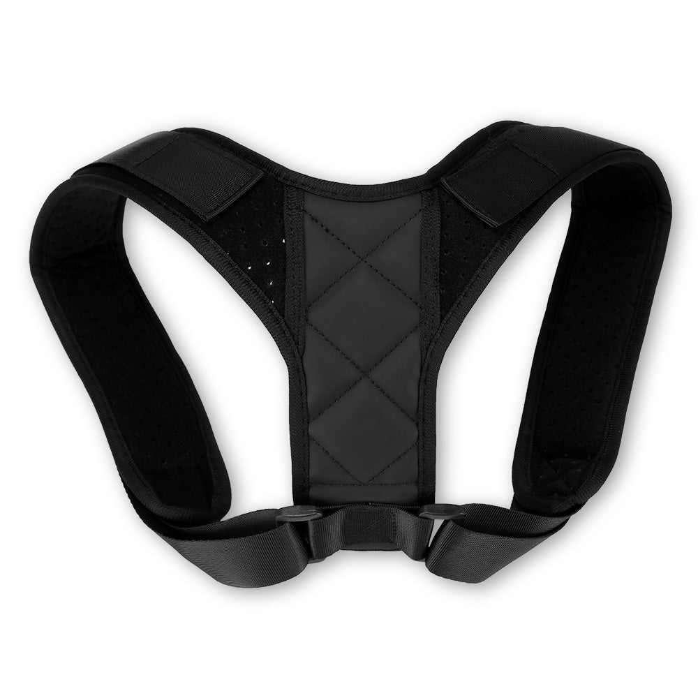 Rested Co. Adjustable Posture Corrector worn across the shoulders and back