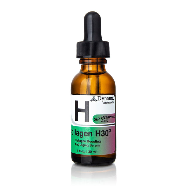 Bottle of Rested Co. Collagen H30X Anti-Aging Serum with Hyaluronic Acid